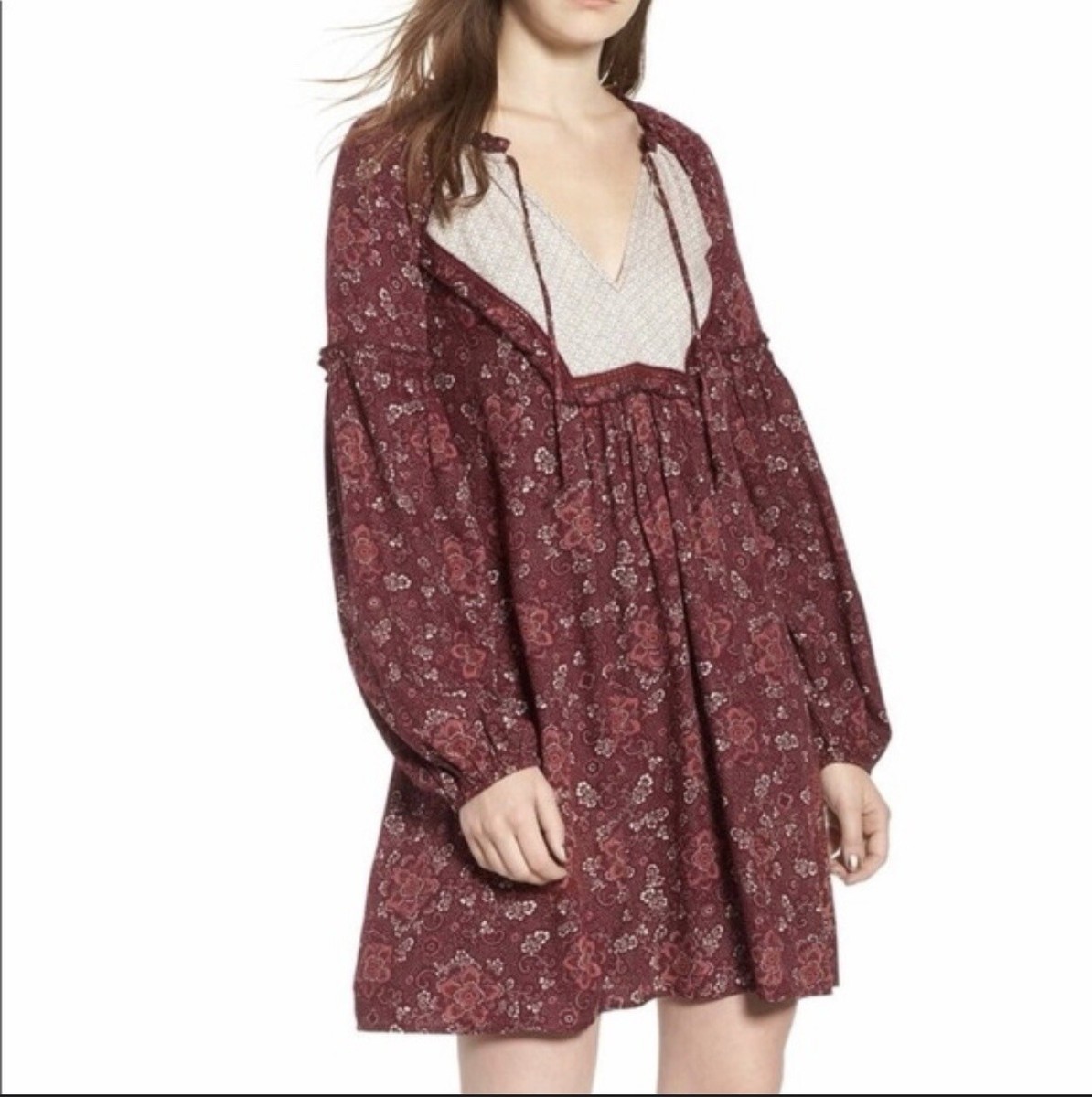 nordstrom boho dresses Hinge peasant long sleeved mini dress. Sz Small. Lace detail. EUC Maternity 2025 Machine washable A-Line One-Shoulder Sleeveless Floor-Length Color:Multi Floral