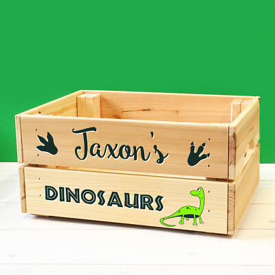 Personalised Wooden Dinosaur Storage Box for Kids BOY GIRL Crate Gift | eBay