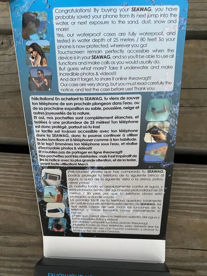 New SEAWAG B1X Waterproof Phone Case Black Fits All Phones IPX8 & Neck Strap - Image 3 of 3