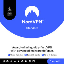 NordVPN Standard, 10 Devices, 1-Month, VPN  Cybersecurity, Digital Code
