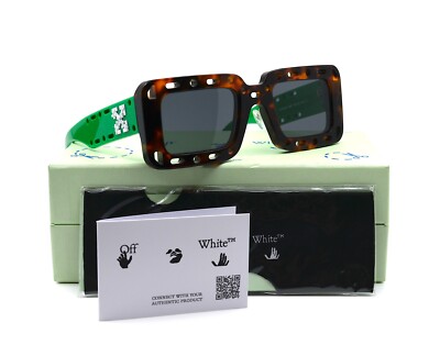 OFF-WHITE 0ER1025 HAVANA GREEN GREY WOMEN\'S AUTHENTIC SUNGLASSES OFF-WHITE 0ER1025 HAVANA GREEN GREY WOMEN main image 2