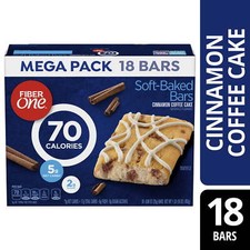 Fiber One 70 Calorie Soft-Baked Bars, Cinnamon Coffee Cake, 18 ct
