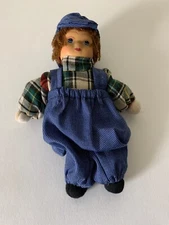 Small Doll 5.5” Blue Cap And Overalls