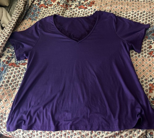 Shein Curve 3XL Purple Lace Neckline Shirt~
