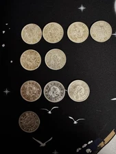 Japanese Dragon 50 Sen Coin , Meiji Years 31, 32 & 37 From Japan 80% silver