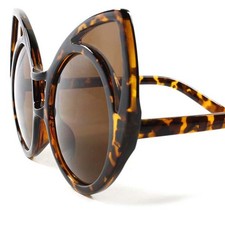 Retro Old Fashioned Party Funky Oversized Pointy Cat Eye Tortoise Sunglasses