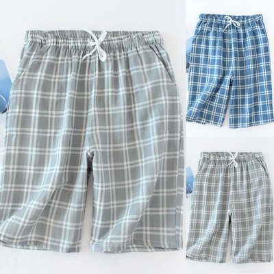 Männer Sommer Casual Elastische Taille Karo Pyjama Shorts Schlafkleidung