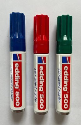 edding 500 permanent marker 2-7 mm in den Farben  Rot / Blau / Grün