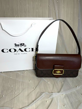 Coach Signature Brown/Black Flap Shoulder Bag...