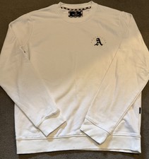 Aquascutum Men’s Jumper – White, Logo Chest Design, Crew Neck