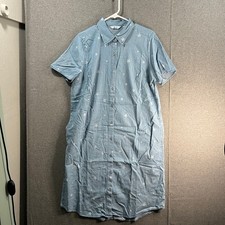 Denim & Co. Stretch Lyocell Star Print Short-Sleeve Shirtdress Light Wash Medium