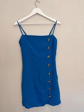 Modern Nasty Gal Cobalt Blue Button Detail Mini Dress UK 8-10 (Tagged UK 12)