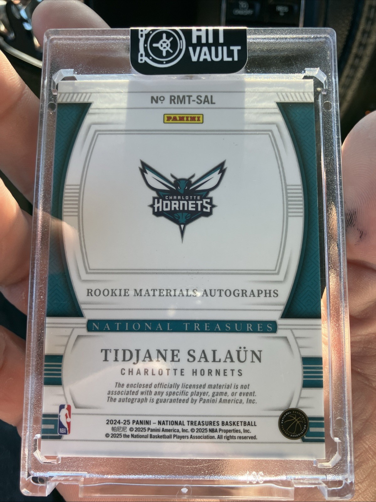 2024 National Treasures Tidjane Salaun Rookie Materials Auto RPA /25 Hornets view 3