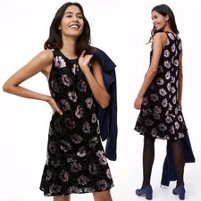 Loft Floral Velvet Dress Size Medium Petite Goth Whimsigoth 90s Vibes