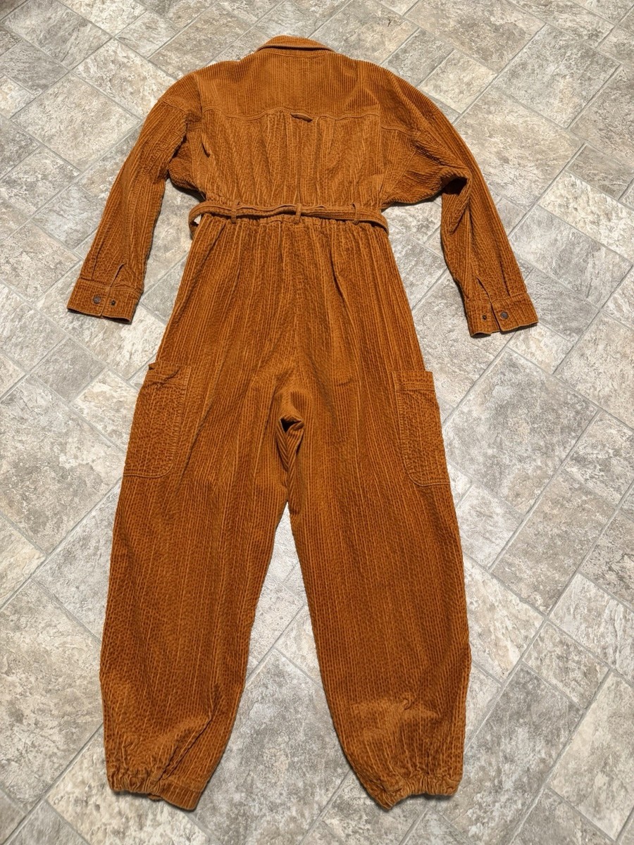 Urban Outfitters Adam Corduroy Jumpsuit Overalls Burnt Orange Sz