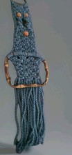 VTG. Handmade Macrame Blue Owl Towel Holder 24 Retro 1970 s MCM Unique Quality