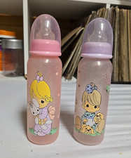 Vintage 2000 Baby Bottle Set Of 2 8 Oz Precious Moments 1 Pink  1 Purple