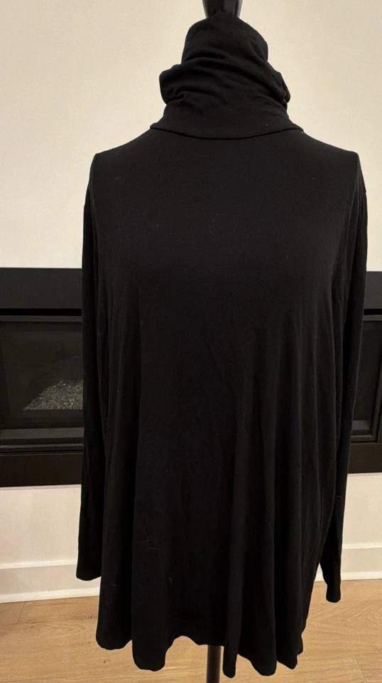 Camiseta Negra Marla Wynne Manga Larga Mariposa Cuello Alto 2x NUEVA SIN ETIQUETAS HSN 427-417  Foto 2 de 4