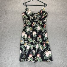 Shein Womens Spaghetti Straps Black Tropical Print Dress Size L