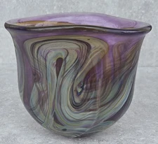 2000 Signed Robert Eickholt Milkyway Galaxy Free Form Art Glass Vase FREEUSHIP