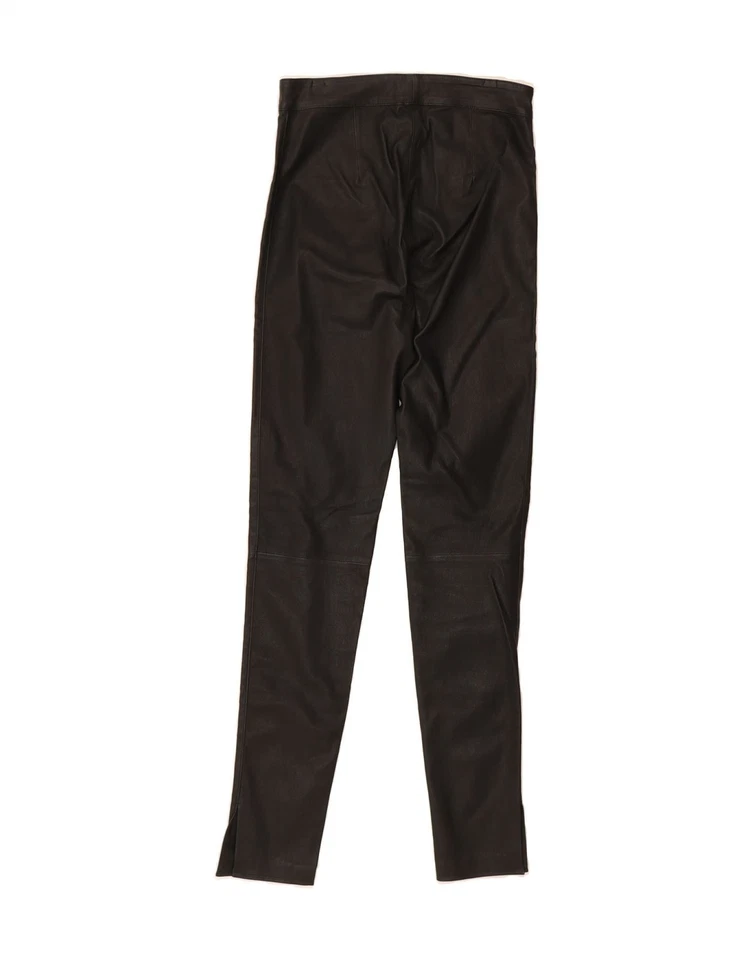 TOPSHOP Mujer Pantalones Ajustados de Cuero Reino Unido 10 Pequeños W26 L32 Negro CG11 Foto 2 de 3