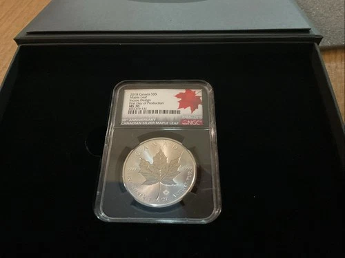 2018 NGC MS70 $5 CANADA MAPLE LEAF INCUSE 1 oz Silver $5 First Day Of Issue