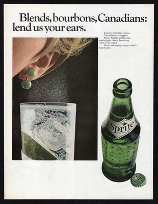 1966 Sprite Blends Bourbons Canadians Lend Us Your Ears Tingling Tart Print Ad