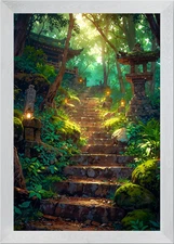 Stairs to the Pagoda Framed Wall Art Poster Canvas Print Picture
