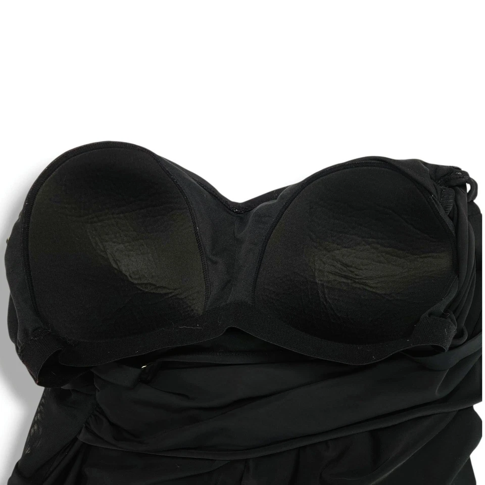 Traje de baño Ava & Viv negro de una pieza con inserciones de malla de 24 W Resortwear Vacay talla grande Foto 3 de 4