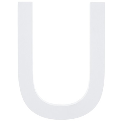 Arial Font White Painted MDF Wood Letter U (6 Inches)