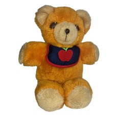 Vintage 1975 Fisher Price 'Freddy' Teddy Bear 418 Orange Body Apple Bib 11"