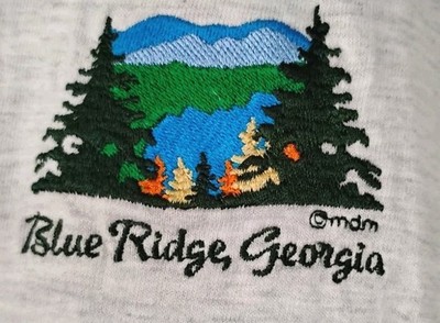 Blue Ridge Georgia Medium Gray T Shirt Embroidered Short Sleeve 