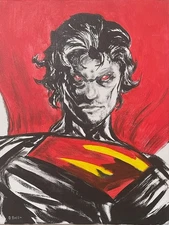 Seasoned Art Absolute Superman hand painted portrait Kal-El canvas fan art DC