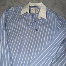 Abercrombie  Fitch Muscle Fit Striped Button Down Shirt Blue White M Moose