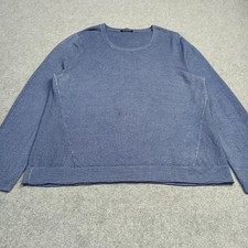 Pull Femme Marina Rinaldi Taille L Bleu 100 % Laine Vierge Tricoté