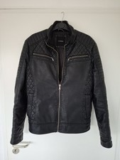 CLOCKHOUSE Herren Kunstleder Jacke Größe M Farbe Schwarz Biker-Style