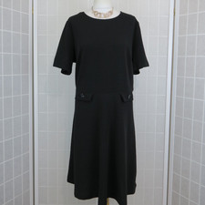 Mela London Dress UK 20 Curve Black Skater Button Tabs Lightweight Formal Work