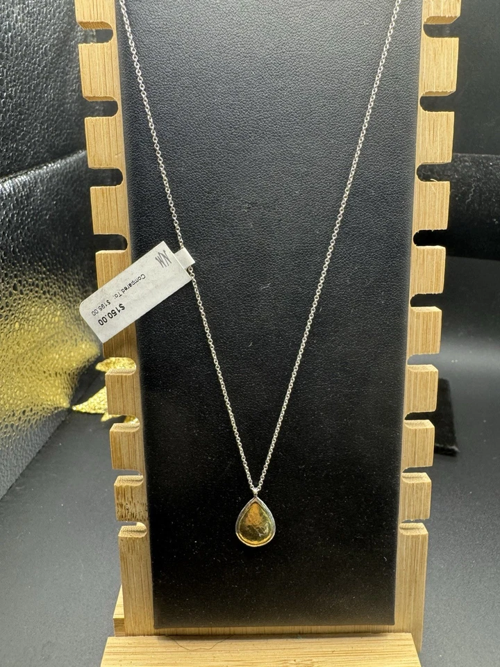 "Collar colgante amuleto unido oro esterlina 24k martillado Gurhan 18"" nuevo con etiquetas" Foto 3 de 4