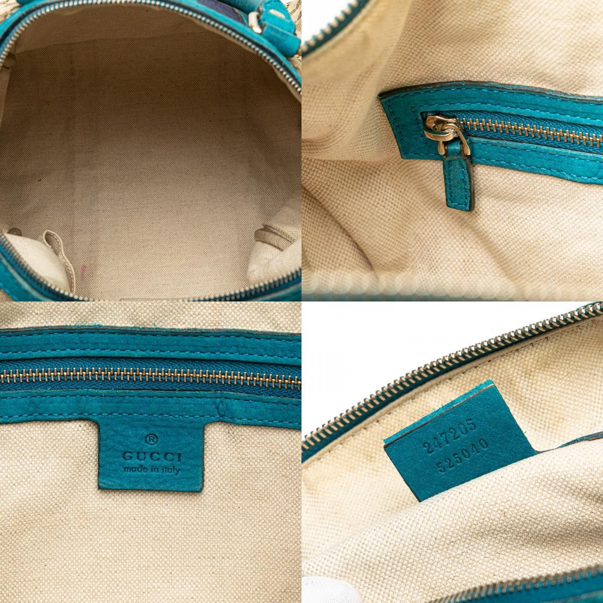 Gucci GG Canvas Shoulder Bag 2WAY Leather Beige Blue Women Authentic thumbnail 9