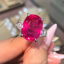 Vintage Design Ruby Ring: Oval Cut Sterling Silver Statement Ring Gift For Her.