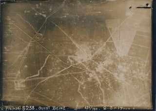 Photo aérienne FR 1917 ligne all. MARNE Ouest de BEINE p. Nogent L'Abbesse Reims