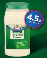 Kraft  100% Grated Parmesan Cheese  4.5 POUNDS = 72 OUNCES Ships Fast!!!