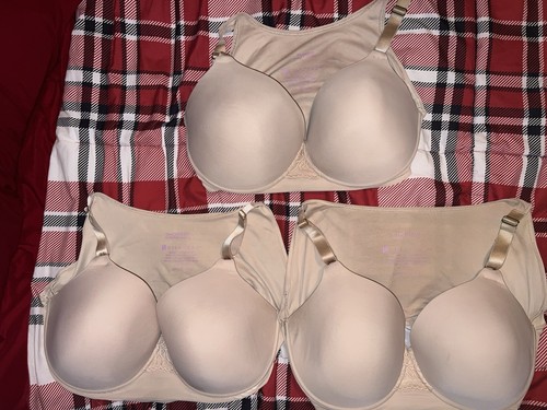 Shapeez LOT of 3 Bras Large DDD Beige Shortee Pull Over Adjustable Strap