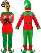 Man Adult Christmas Elf Costume Set for Santa'S Helper Dress up Outfit with Elf