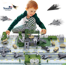Military Base Toy, Army Toys Set with 13 Vehicles Airplane Tank Trucks Helicopte