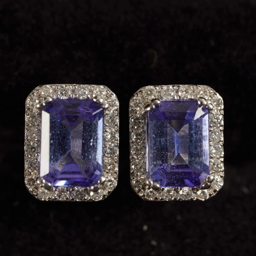 Effy 14k White Gold Tanzanite Diamond Post Earrings 2.4g 32300