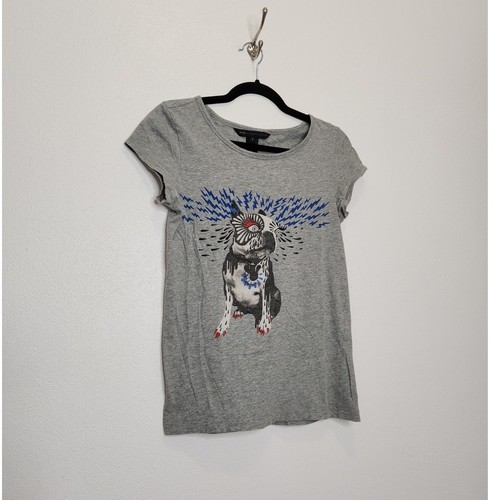 y2k Vintage Marc Jacobs Bulldog Baby Doll Tee Shirt Top Gray Small Rare - Picture 2 of 7
