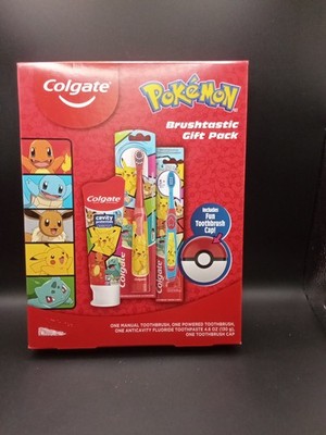 Colgate Pokemon Brushtastic 3pc Gift Pack W/Electric Toothbrush Exp 07/27 NEW