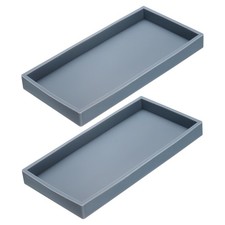 2Pcs Bathroom Vanity Tray 7.9"x3.9" Silicone Soap Dispenser Trays Gray,