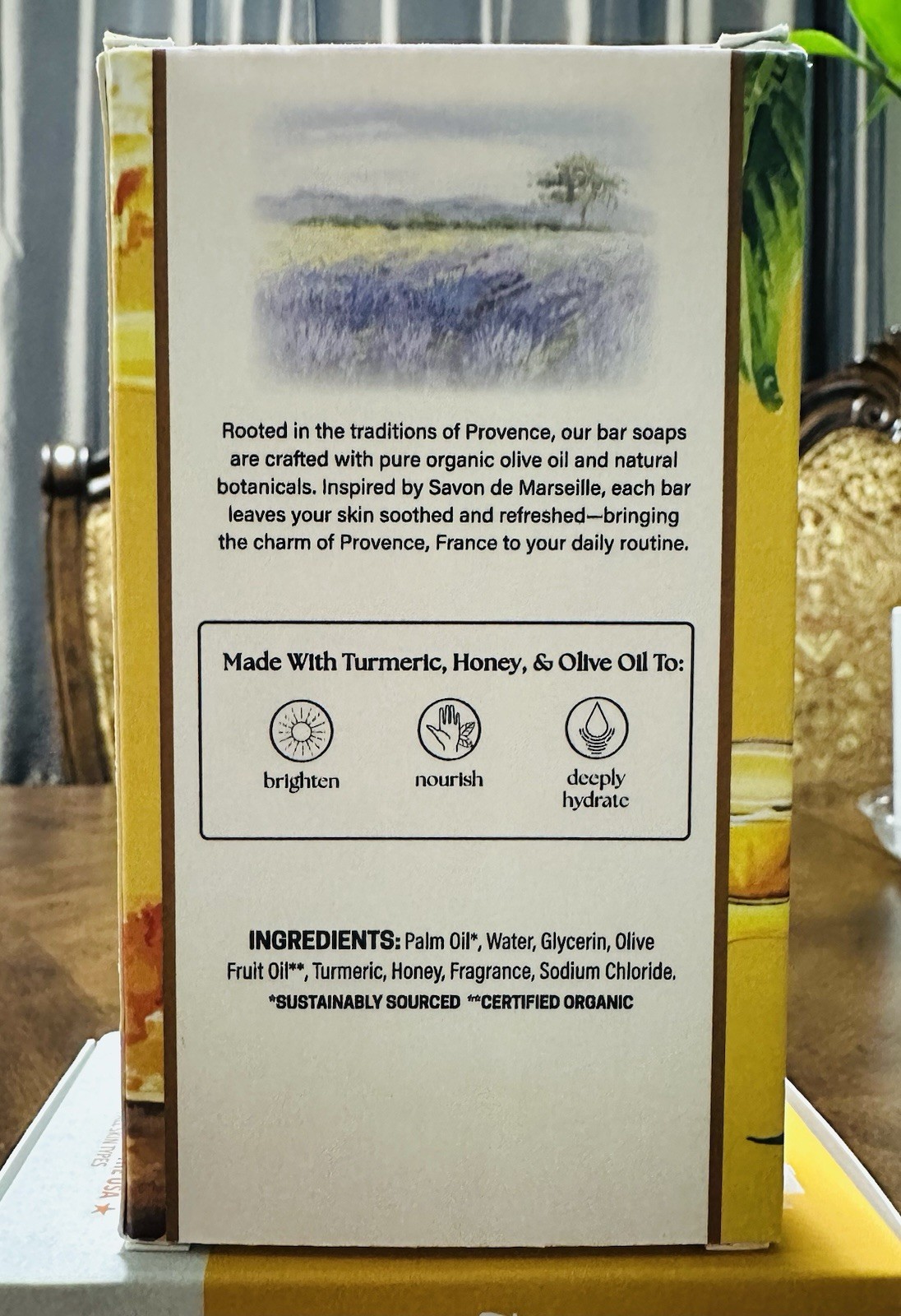 Provence Essentials Detoxifying & Cleansing Turmeric Honey 10oz Bar Soap thumbnail 2